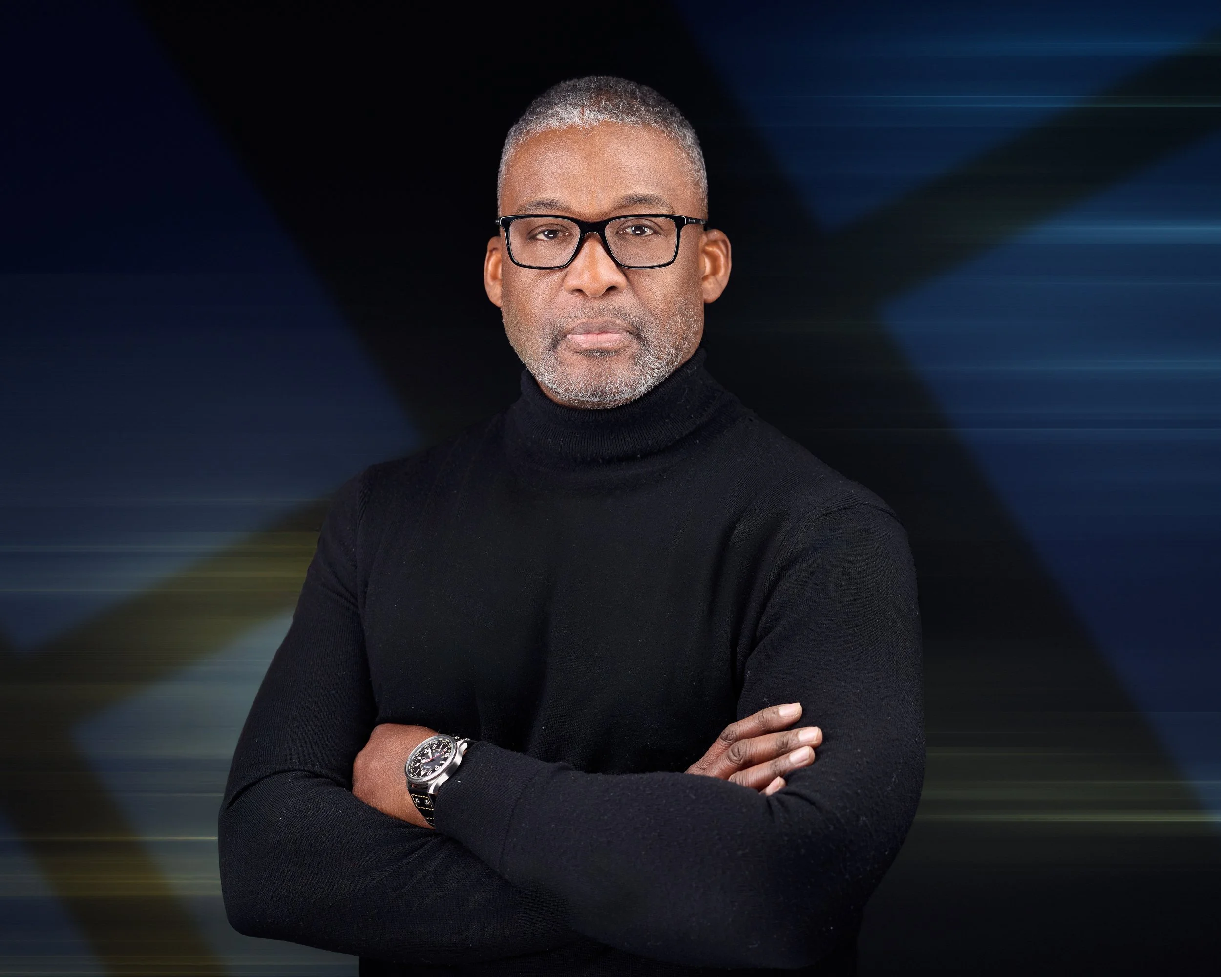 Corporate headshot photographed with controlled studio lighting