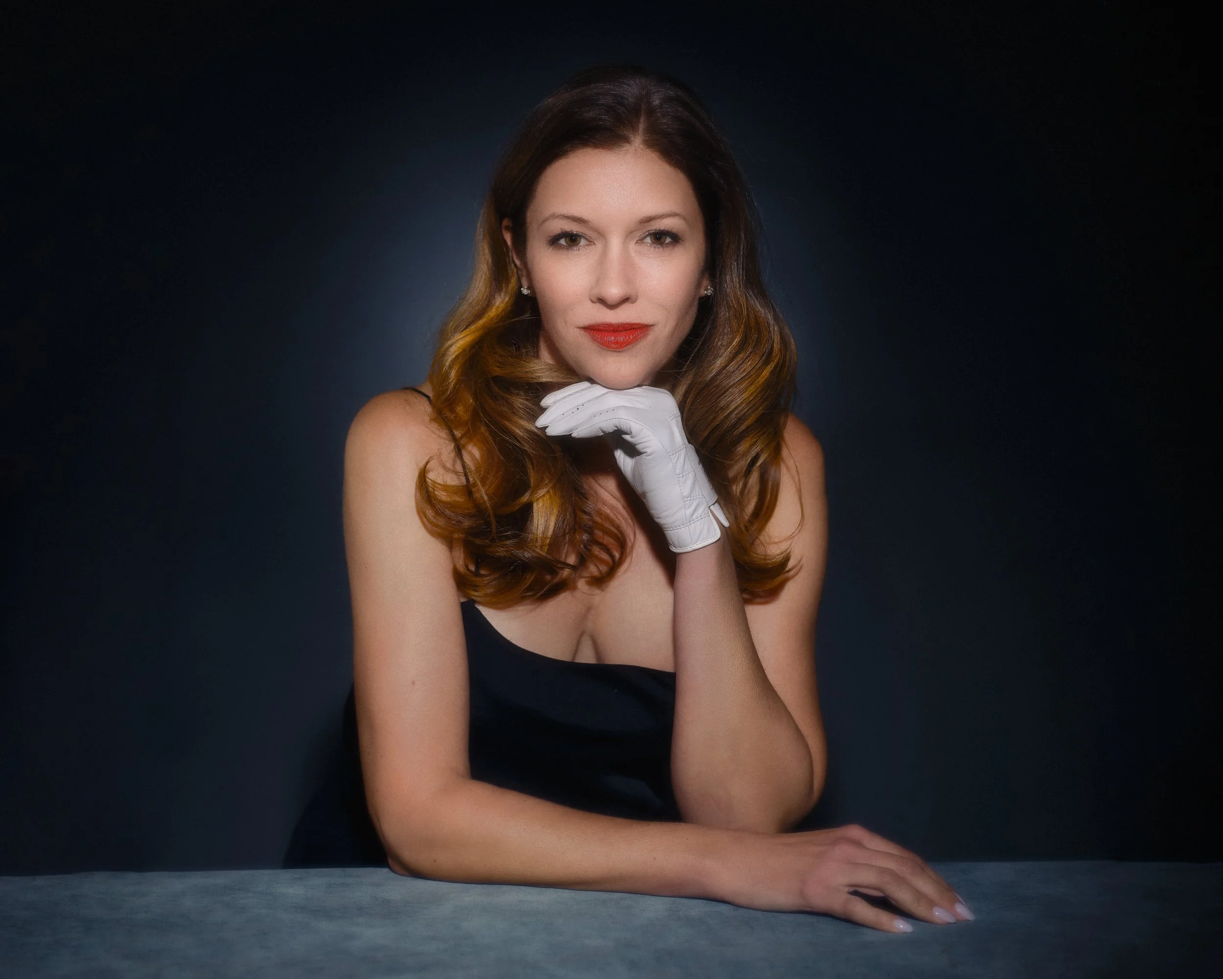 Elegant portrait of a woman in formal evening attire