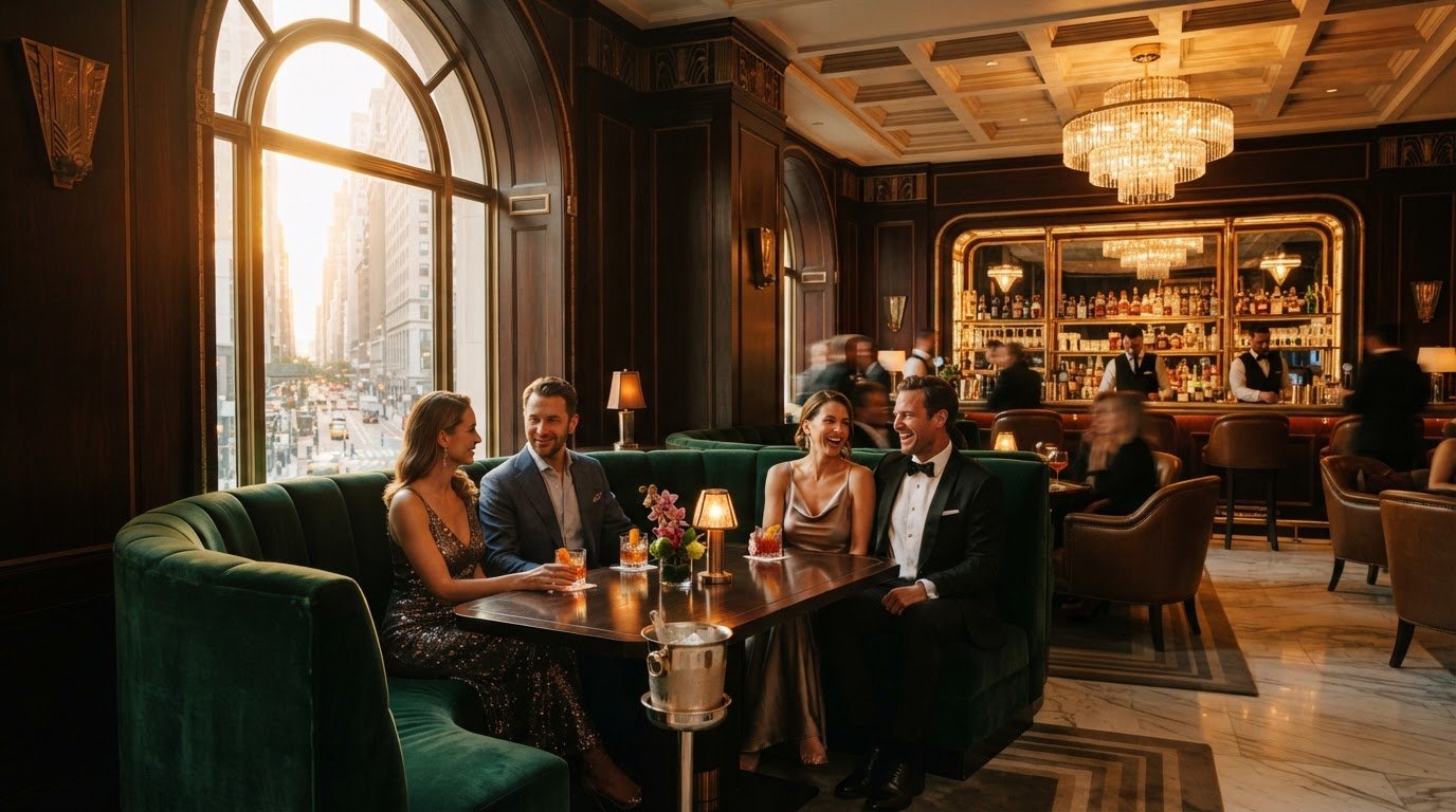 Restaurant dining room interior photographed in Metro Detroit